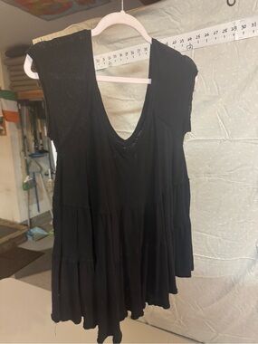 We The Free Black Tiered V-Neck Swing Tunic